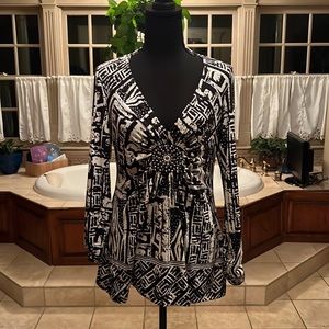 NWOT Lovely Deep-V Embellished Work/Party Blouse S